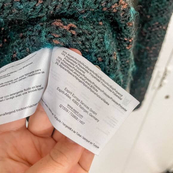 Espirit Wool Blend Exposed Seam Granola Sweater Indie Sleaze, Size Small - Picture 7 of 10